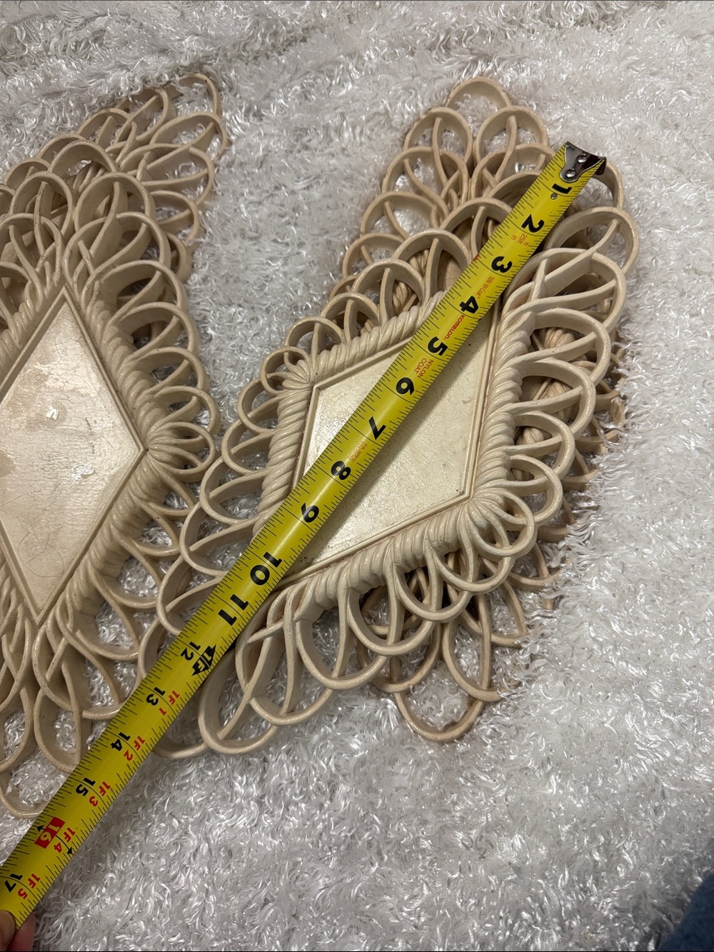Vintage burwood plastic wall decor diamond lot of 4 - Picture 3 of 4